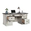 Sauder Palladia Engineered Wood Executive Desk in Glacier Oak/Rosso Slate Accent