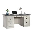 Sauder Palladia Engineered Wood Executive Desk in Glacier Oak/Rosso Slate Accent