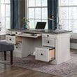 Sauder Palladia Engineered Wood Executive Desk in Glacier Oak/Rosso Slate Accent