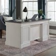 Sauder Palladia Engineered Wood Executive Desk in Glacier Oak/Rosso Slate Accent