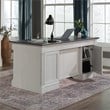Sauder Palladia Engineered Wood Executive Desk in Glacier Oak/Rosso Slate Accent