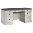 Sauder Palladia Engineered Wood Executive Desk in Glacier Oak/Rosso Slate Accent