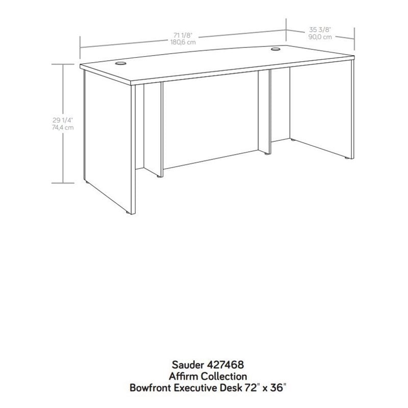 Sauder Affirm Engineered Wood Bowfront Executive Desk in Hudson Elm/Brown