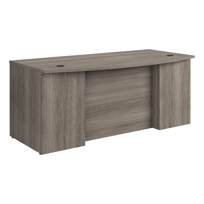 Sauder Affirm Engineered Wood Bowfront Executive Desk in Hudson Elm/Brown