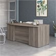 Sauder Affirm Engineered Wood Bowfront Executive Desk in Hudson Elm/Brown