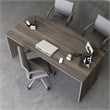 Sauder Affirm Engineered Wood Bowfront Executive Desk in Hudson Elm/Brown
