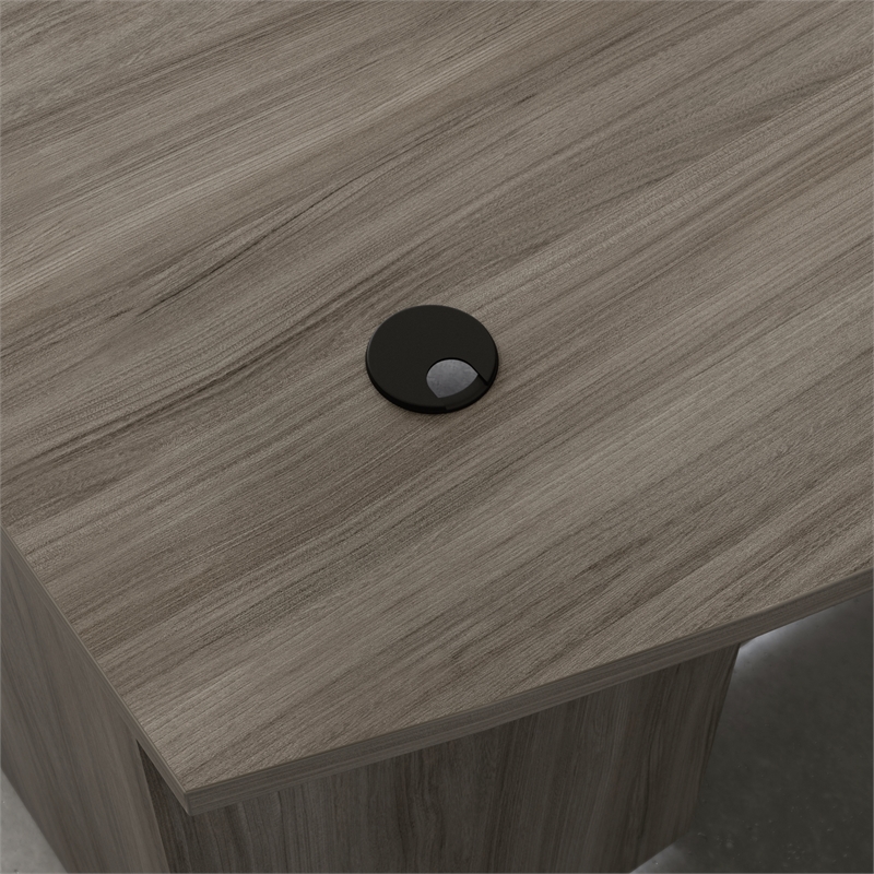 Sauder Affirm Engineered Wood Bowfront Executive Desk in Hudson Elm/Brown