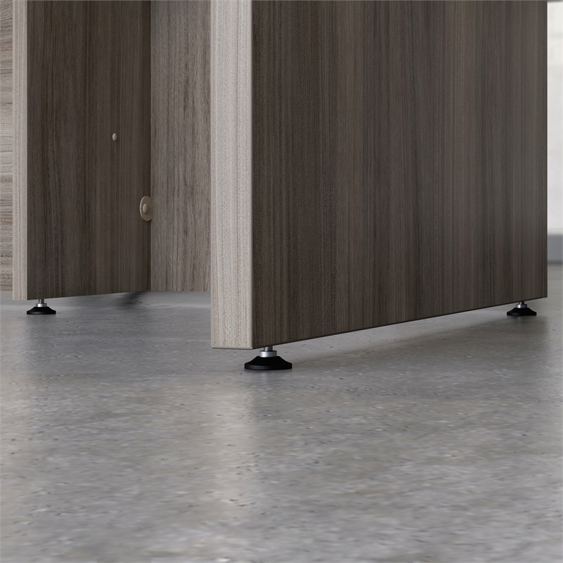 Sauder Affirm Engineered Wood Bowfront Executive Desk in Hudson Elm/Brown