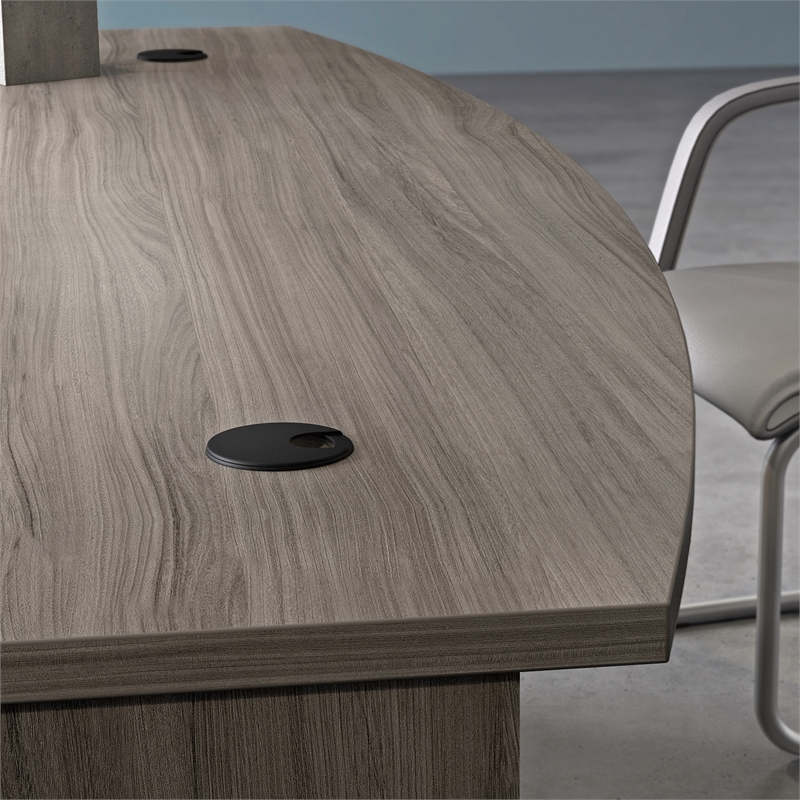 Sauder Affirm Engineered Wood Bowfront Executive Desk in Hudson Elm/Brown