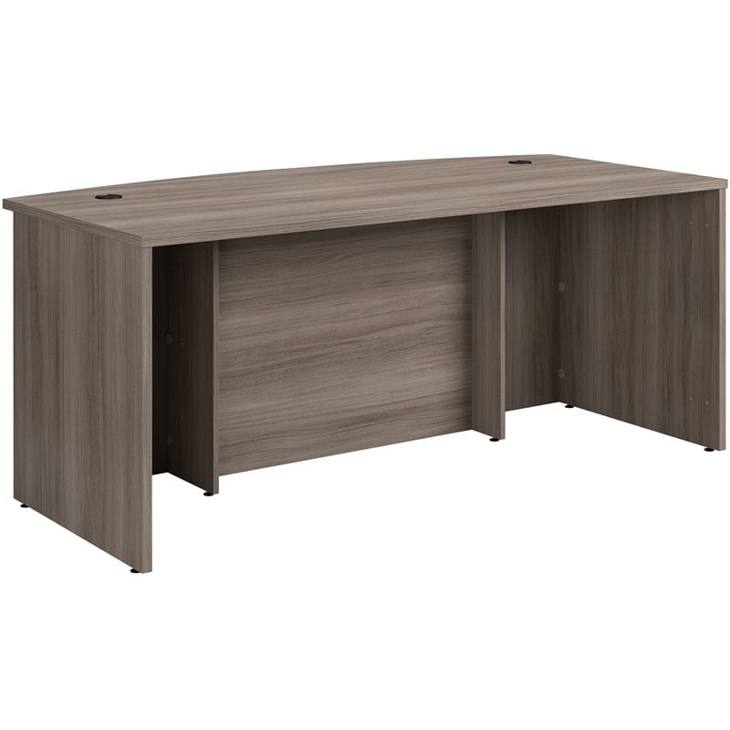 Sauder Affirm Engineered Wood Bowfront Executive Desk in Hudson Elm/Brown