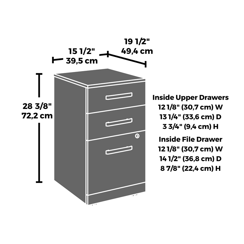 Sauder Affirm Engineered Wood 3-Drawer Mobile Filing Cabinet in Classic Cherry