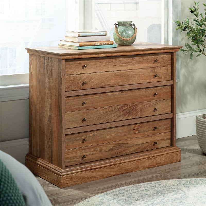 Sauder Barrister Lane Engineered Wood 3-Drawer Chest in Sindoori Mango/Brown