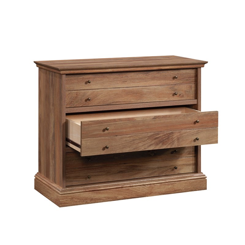 Sauder Barrister Lane Engineered Wood 3-Drawer Chest in Sindoori Mango/Brown