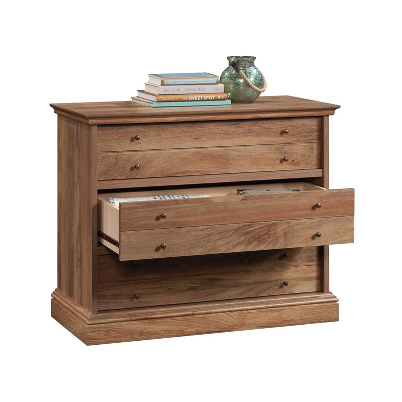 Sauder Barrister Lane Engineered Wood 3-Drawer Chest in Sindoori Mango/Brown