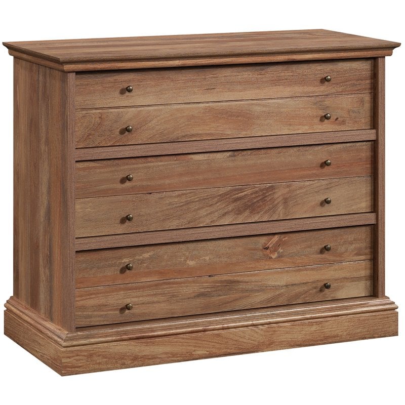 Sauder Barrister Lane Engineered Wood 3-Drawer Chest in Sindoori Mango/Brown