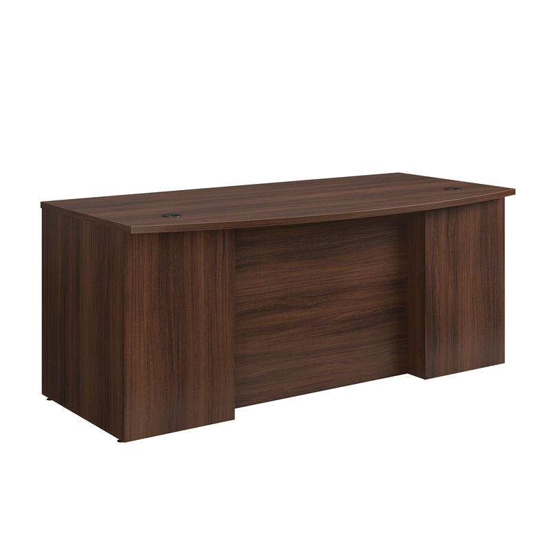 Sauder Affirm Engineered Wood Bowfront Executive Desk in Noble Elm/Brown