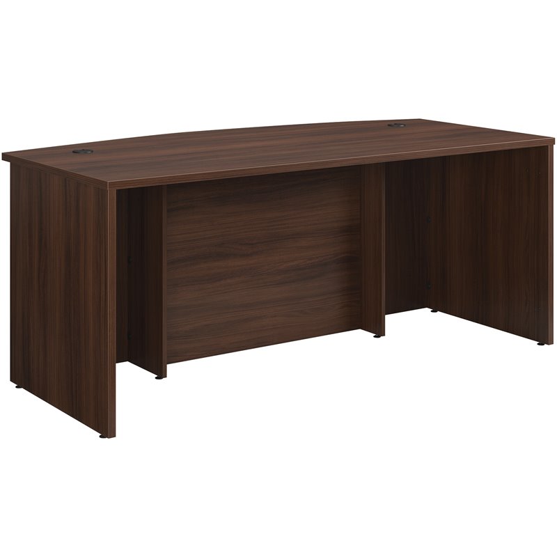 Sauder Affirm Engineered Wood Bowfront Executive Desk in Noble Elm/Brown