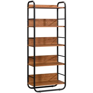 sauder union plain engineered wood 5-shelf bookcase in prairie cherry