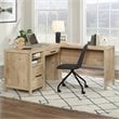 Sauder Pacific View Engineered Wood L-Shaped Home Office Desk in Prime Oak