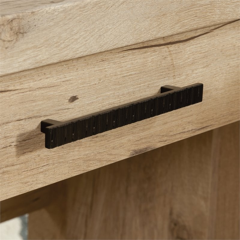 Sauder Pacific View Engineered Wood L-Shaped Home Office Desk in Prime Oak