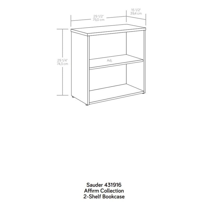 Sauder Affirm Engineered Wood 2-Shelf Bookcase in Hudson Elm/Brown