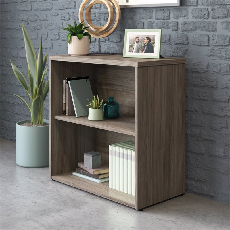 Sauder Affirm Engineered Wood 2-Shelf Bookcase in Hudson Elm/Brown