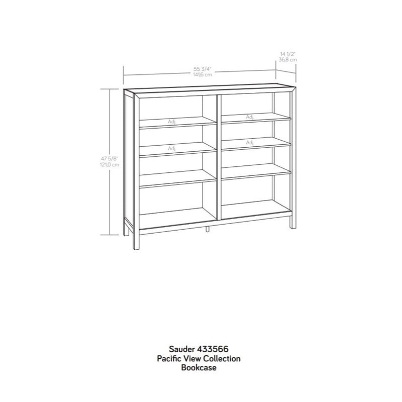 Sauder Pacific View Engineered Wood Bookcase in Prime Oak Finish