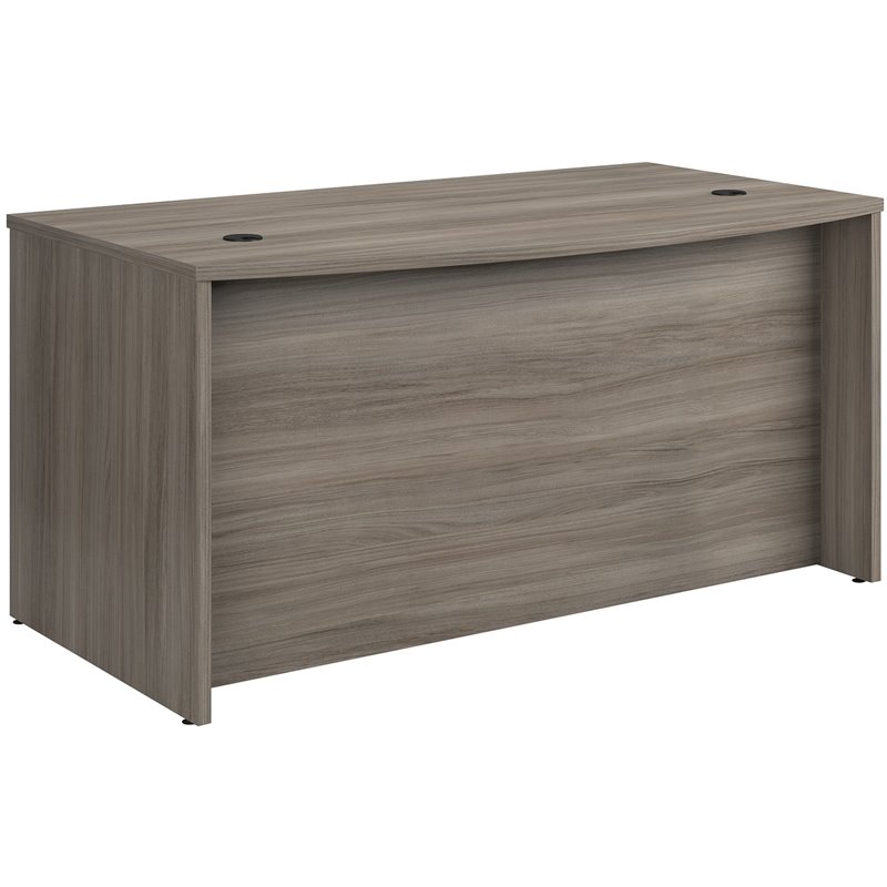 Sauder Affirm Engineered Wood Bowfront Executive Desk in Hudson Elm/Brown