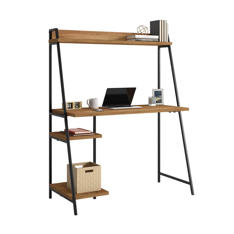 Sauder North Avenue Engineered Wood Desk with Hutch in Sindoori Mango/Brown