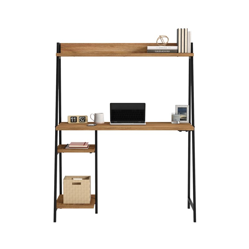 Sauder North Avenue Engineered Wood Desk with Hutch in Sindoori Mango/Brown