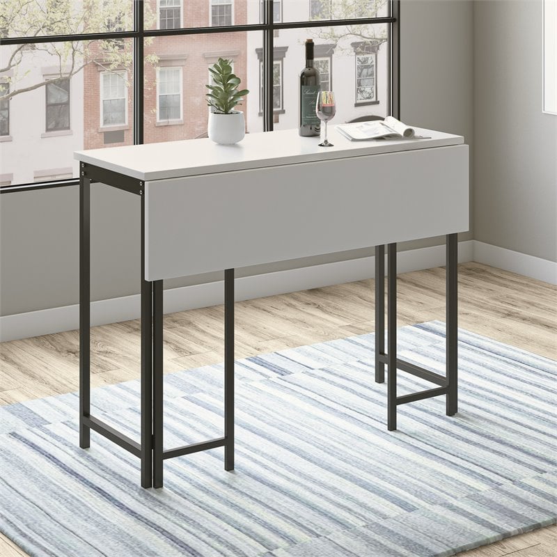 Sauder North Avenue Engineered Wood Table with Drop Leaf in White