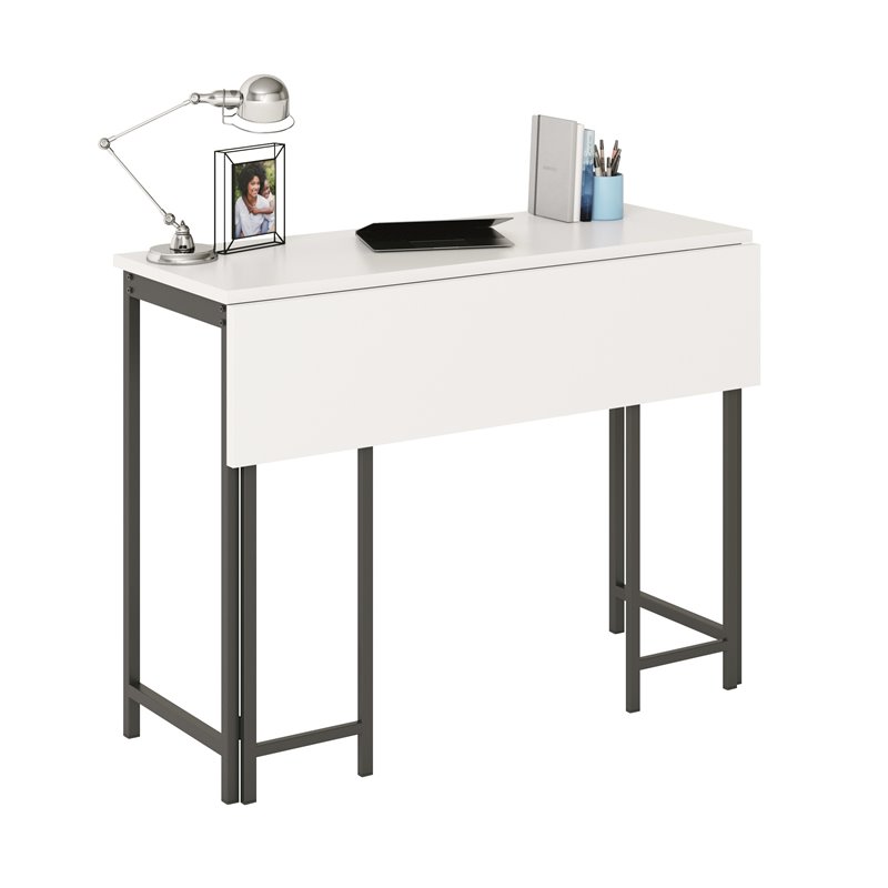 Sauder North Avenue Engineered Wood Table with Drop Leaf in White