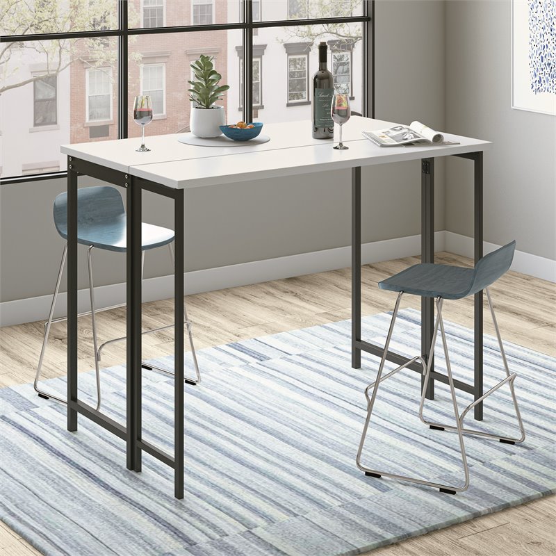 Sauder North Avenue Engineered Wood Table with Drop Leaf in White