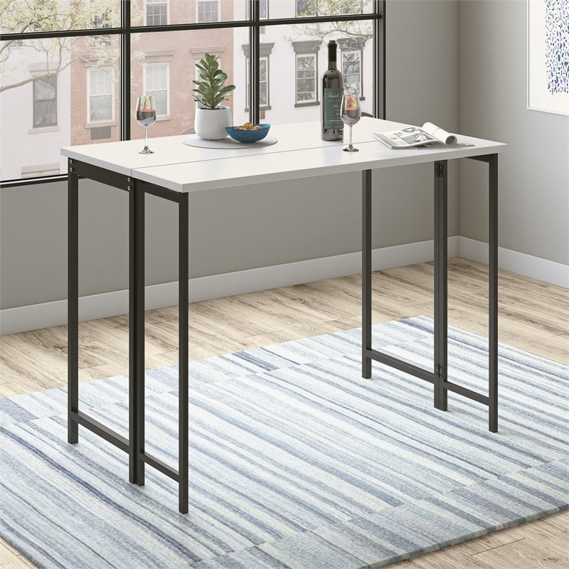 Sauder North Avenue Engineered Wood Table with Drop Leaf in White