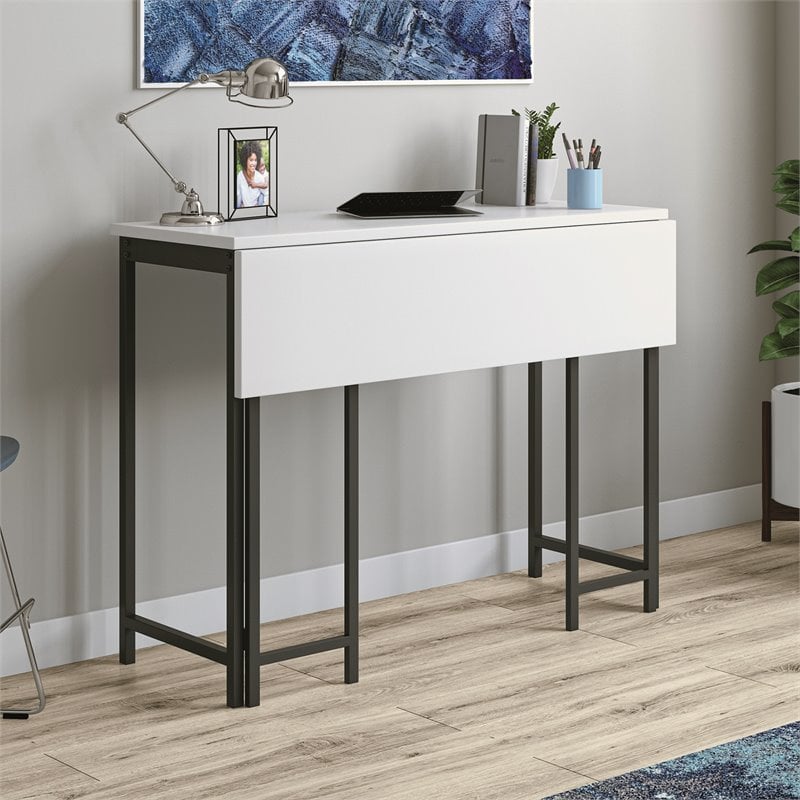 Sauder North Avenue Engineered Wood Table with Drop Leaf in White