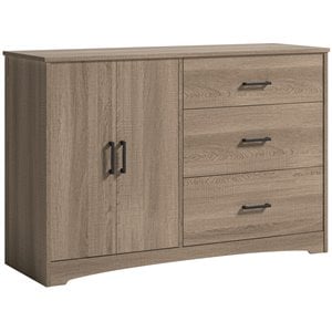 sauder beginnings engineered wood 3-drawer bedroom dresser in summer oak