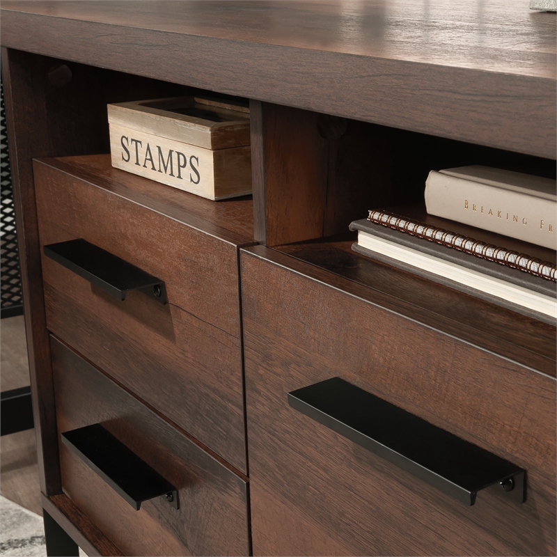 Sauder Briarbrook Transitional Engineered Wood L-Desk in Barrel Oak