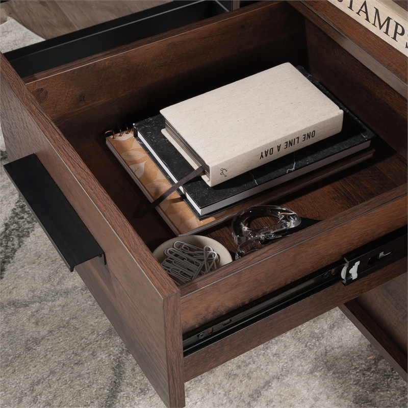 Sauder Briarbrook Transitional Engineered Wood L-Desk in Barrel Oak