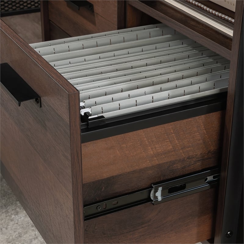 Sauder Briarbrook Transitional Engineered Wood L-Desk in Barrel Oak