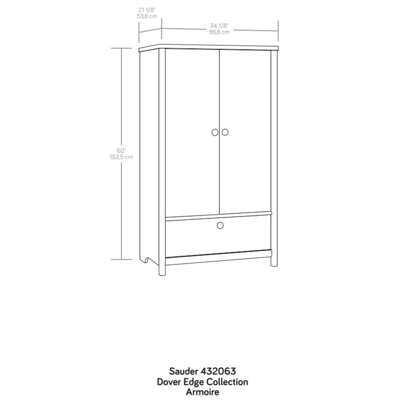 Sauder Dover Edge Engineered Wood Armoire in Glacier Oak Finish