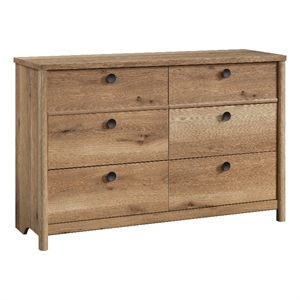 sauder dover edge 6-drawer engineered wood dresser in timber oak finish