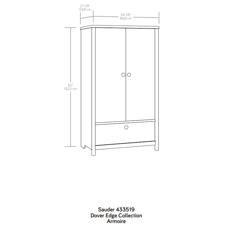 Sauder Dover Edge Engineered Wood Armoire in Timber Oak Finish