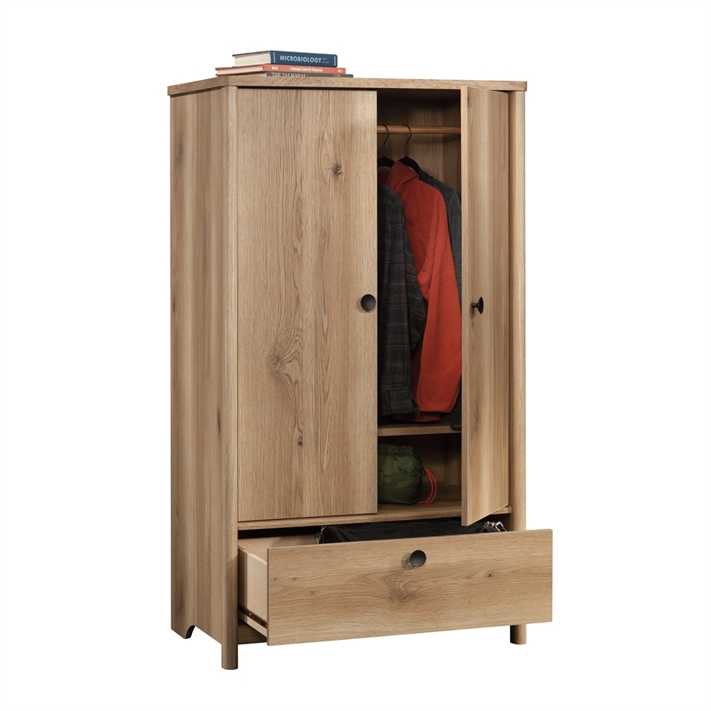 Sauder Dover Edge Engineered Wood Armoire in Timber Oak Finish