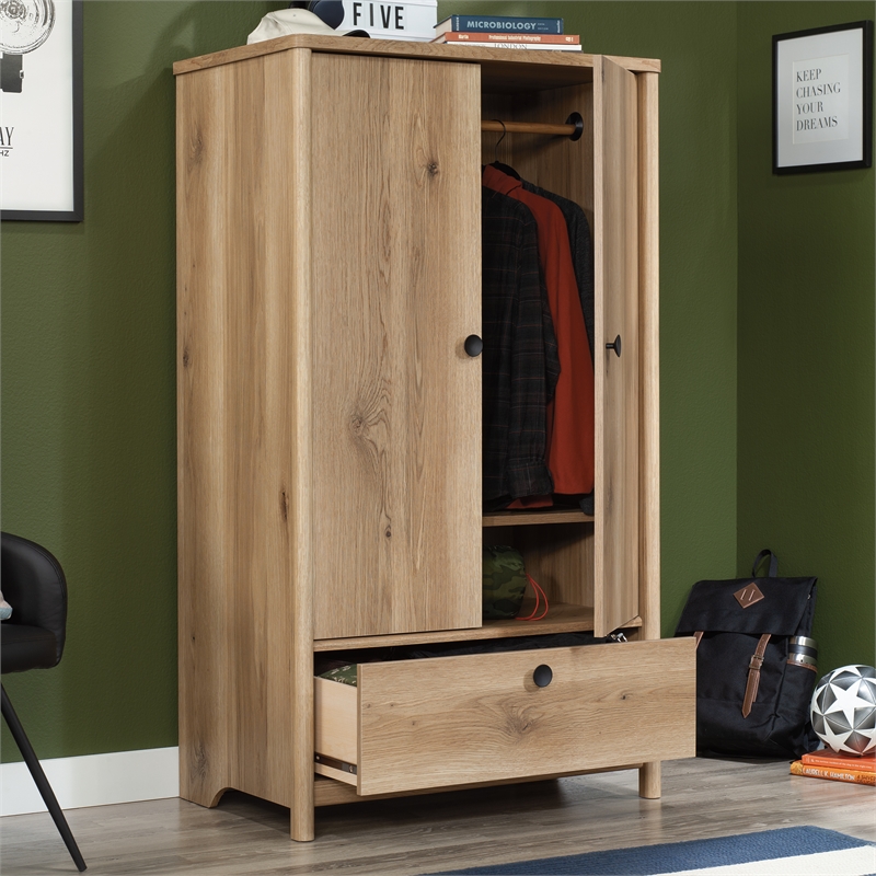 Sauder Dover Edge Engineered Wood Armoire in Timber Oak Finish