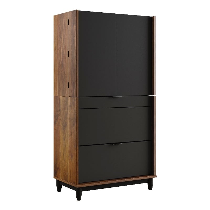 Sauder Harvey Park Engineered Wood Computer Cabinet in Grand Walnut