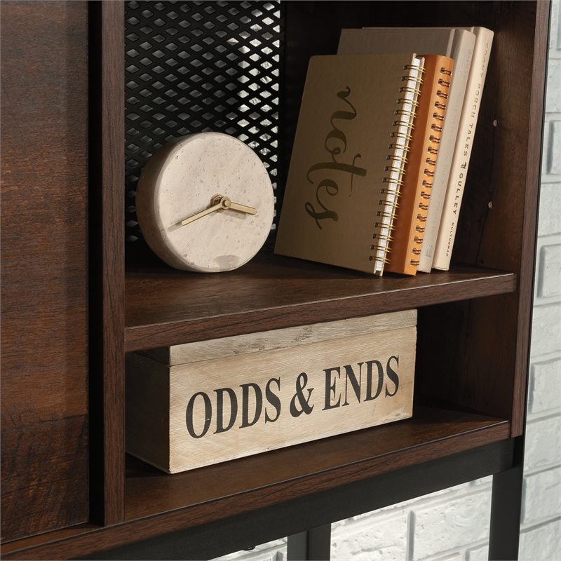 Sauder Briarbrook Engineered Wood and Metal Large Hutch in Barrel Oak