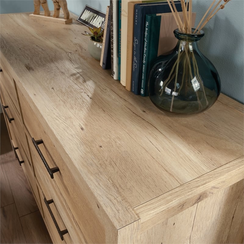 Sauder Pacific View Engineered Wood Metal and Plastic Dresser in Prime Oak