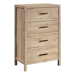 Sauder Pacific View 4-Drawer Engineered Wood and Metal Chest in Prime Oak