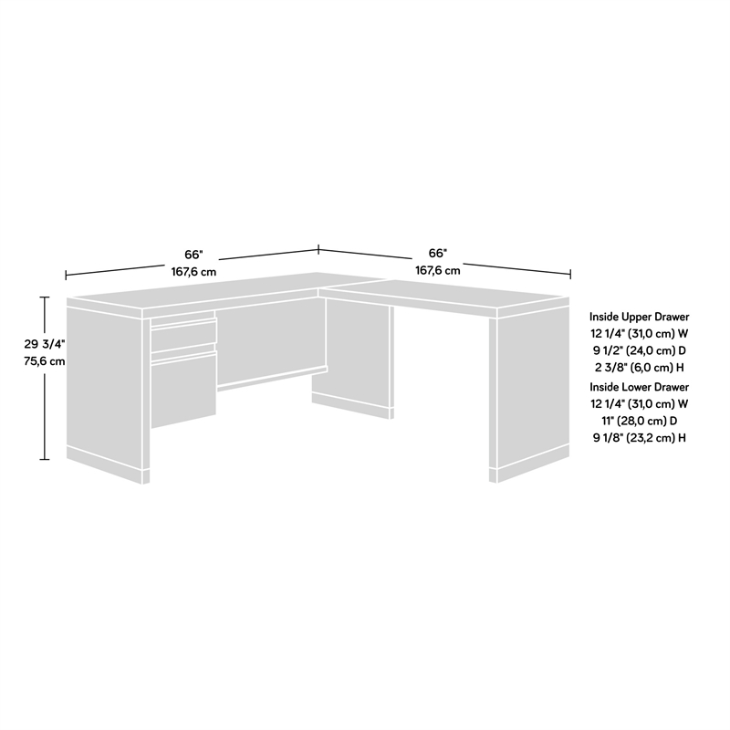 Sauder Manhattan Gate Engineered Wood L Shaped Desk in Mystic Oak