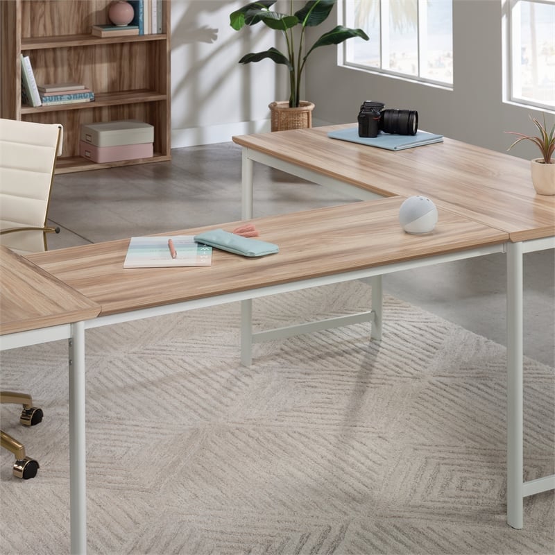 Sauder Bergen Circle Engineered Wood Desk Connector Bridge in Kiln Acacia/Brown